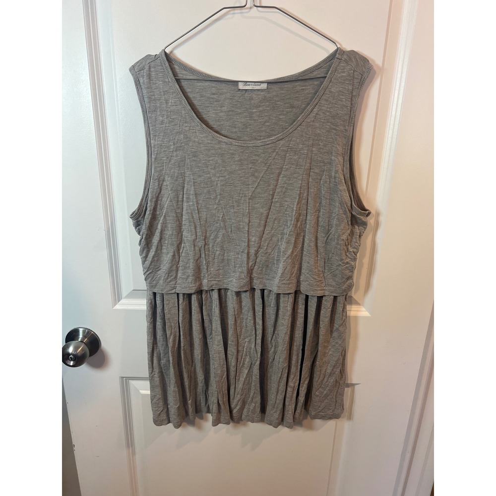 Bearsland Womens Maternity Nursing Tank Top Layered Front Gray XXL
